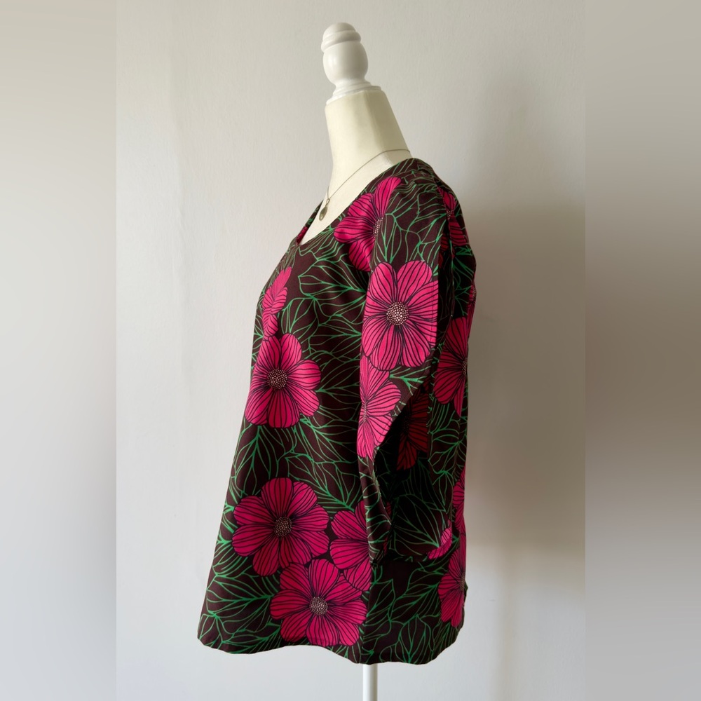 Floral Pink and Black Women's Top